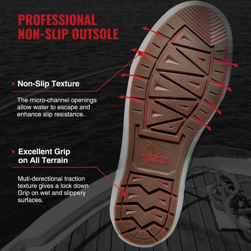 Piscifun Men’ s Deck Boots, Waterproof Fishing Rain Boots, Anti-Slip Rubber Boot - Picture 2 of 7